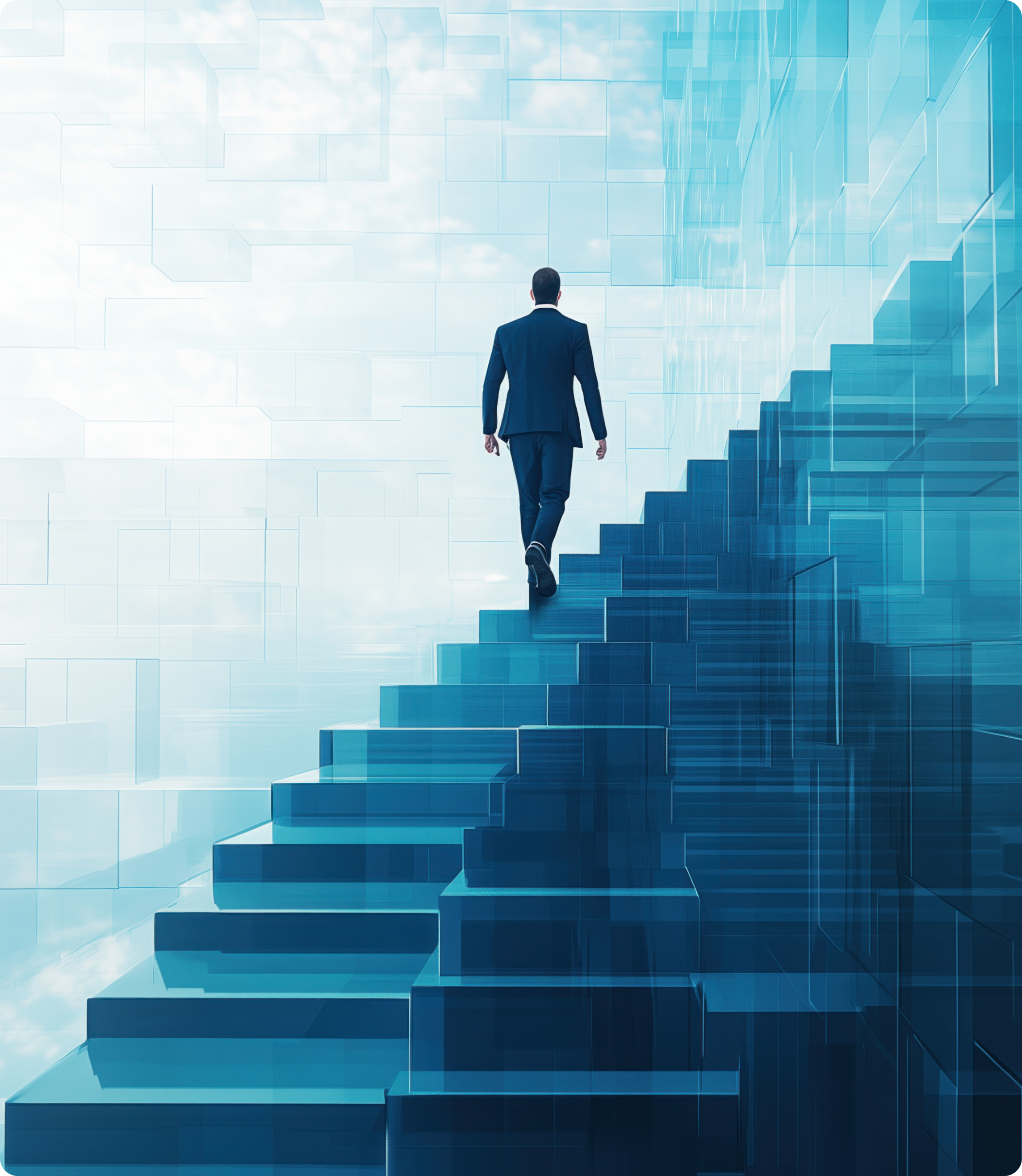 Person climbing stairs symbolising career growth